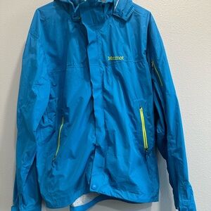 Marmot Aegis Waterproof Rain Jacket,large,bright blue and green,lightweight